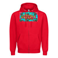 Red dreamer with butterfly and tie dye  licance  plate Zipper Hoodie - Artiststas