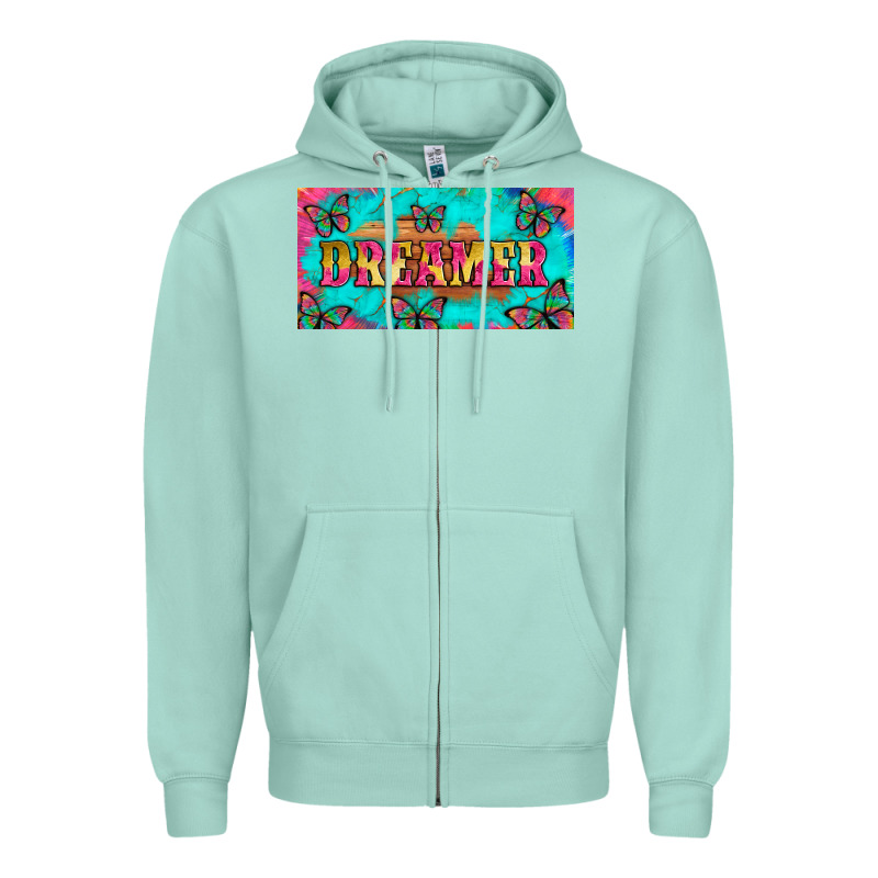 Dreamer With Butterfly And Tie Dye  Licance  Plate Zipper Hoodie by Artiststas | Teevron