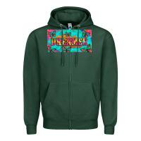 Sports Green dreamer with butterfly and tie dye  licance  plate Zipper Hoodie - Artiststas