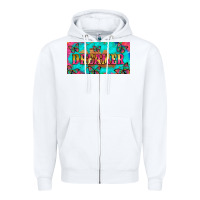 White dreamer with butterfly and tie dye  licance  plate Zipper Hoodie - Artiststas