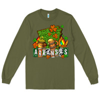 Army Green St. Patrick's Arkansas Long Sleeve Tee - OliviaCreatesArt
