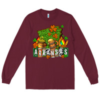 Burgundy St. Patrick's Arkansas Long Sleeve Tee - OliviaCreatesArt