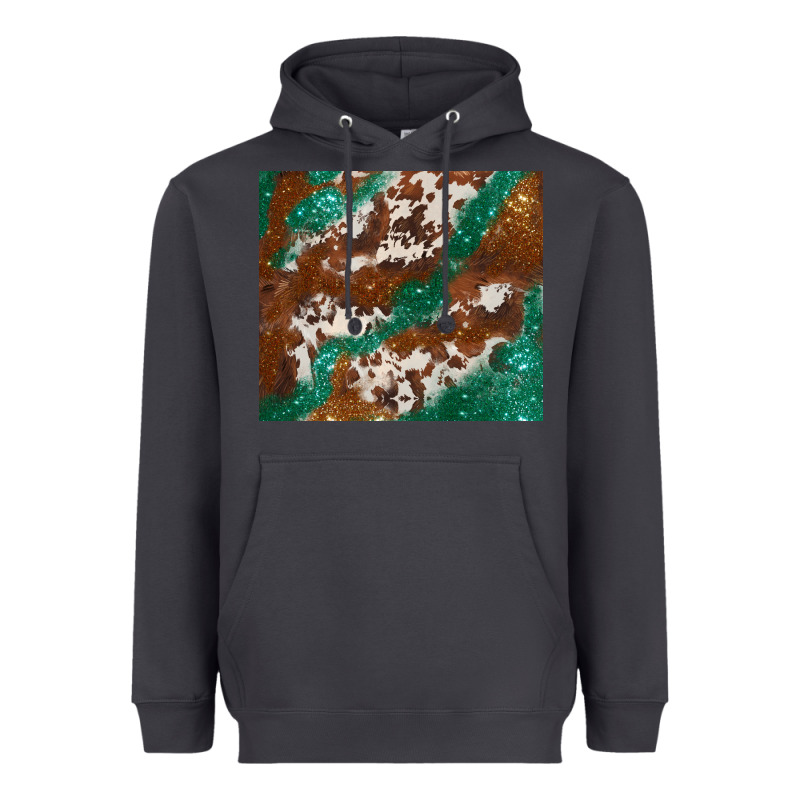 Brown Cowhide Glitter Heavyweight Hoodie by BarkalooDesign | Teevron