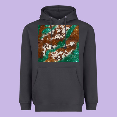 Brown Cowhide Glitter Heavyweight Hoodie Designed By Barkaloodesign