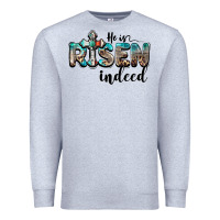 Heather Grey he is risen indeed Premium Sweatshirt - BarkalooDesign
