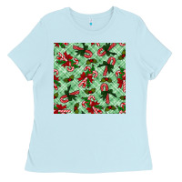 Baby Blue Christmas candy cane Ladies Tee - NancyCooperArtShop