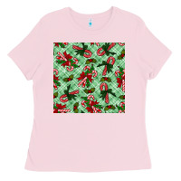 Bubblegum Pink Christmas candy cane Ladies Tee - NancyCooperArtShop
