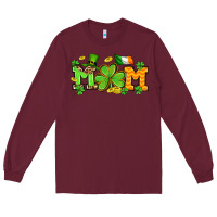 Burgundy St. Patrick's Day mom Long Sleeve Tee - OliviaCreatesArt