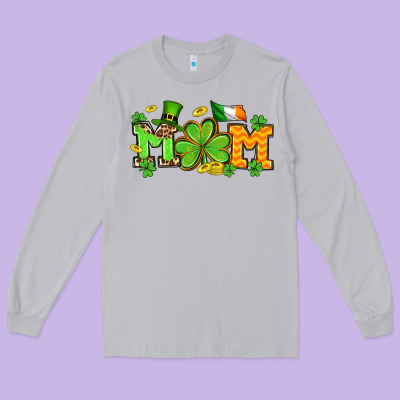 St. Patrick's Day Mom Long Sleeve Tee Designed By Oliviacreatesart
