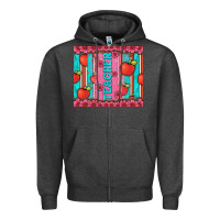 Charcoal Heather teacher with  flower glitter and serape leopard Zipper Hoodie - Artiststas