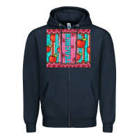 Navy teacher with  flower glitter and serape leopard Zipper Hoodie - Artiststas