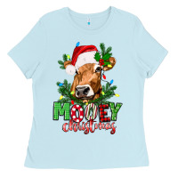 Baby Blue Mooey Christmas Ladies Tee - texasbilliewilder