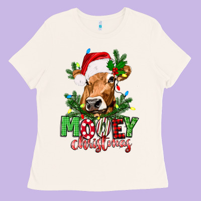 Mooey Christmas Ladies Tee Designed By Texasbilliewilder
