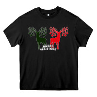 Black Merry Christmas Reindeer Heavy Core Tee - Bettercallsaul