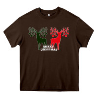 Chocolate Brown Merry Christmas Reindeer Heavy Core Tee - Bettercallsaul