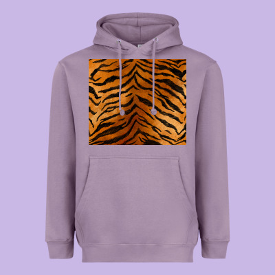 Handdrawn Tiger Pattern Heavyweight Hoodie Designed By Barkaloodesign