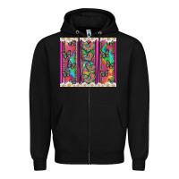 Black tie dye hearts and butterfly with flowers Zipper Hoodie - Artiststas
