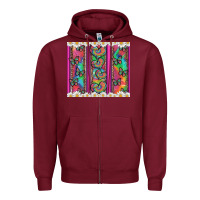 Burgundy tie dye hearts and butterfly with flowers Zipper Hoodie - Artiststas