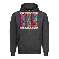Charcoal Heather tie dye hearts and butterfly with flowers Zipper Hoodie - Artiststas