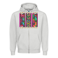 Dove Grey tie dye hearts and butterfly with flowers Zipper Hoodie - Artiststas