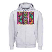 Heather Grey tie dye hearts and butterfly with flowers Zipper Hoodie - Artiststas