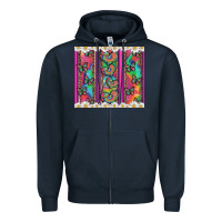 Navy tie dye hearts and butterfly with flowers Zipper Hoodie - Artiststas