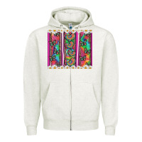 Oatmeal Heather tie dye hearts and butterfly with flowers Zipper Hoodie - Artiststas