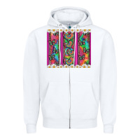 White tie dye hearts and butterfly with flowers Zipper Hoodie - Artiststas