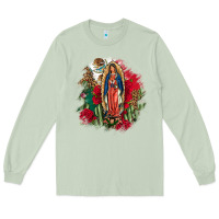 Matcha Our Lady Of Guadalupe Mexican Flag Cactus Roses Long Sleeve Tee - FaDigitalArtStudio