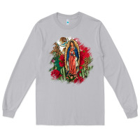 Moon Dust Our Lady Of Guadalupe Mexican Flag Cactus Roses Long Sleeve Tee - FaDigitalArtStudio