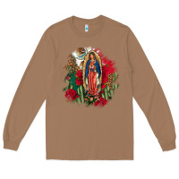 Toasted Coconut Our Lady Of Guadalupe Mexican Flag Cactus Roses Long Sleeve Tee - FaDigitalArtStudio