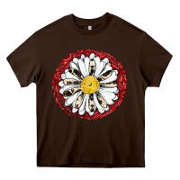 Chocolate Brown daisy Heavy Core Tee - JahusDesignShop
