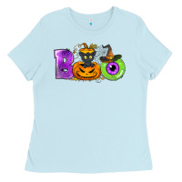 Baby Blue Boo Halloween Ladies Tee - NancyCooperArtShop