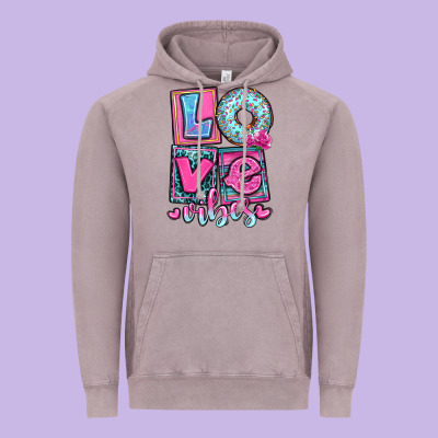Love Vibes Vintage Hoodie Designed By Oliviacreatesart