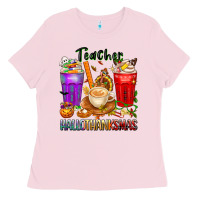 Bubblegum Pink hallothanksmas teacher Ladies Tee - texasbilliewilder