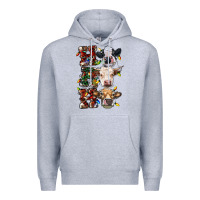 Heather Grey Ho Ho Ho Cows Premium Hoodie - RanaPortraitStore