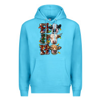 Ocean Blue Ho Ho Ho Cows Premium Hoodie - RanaPortraitStore