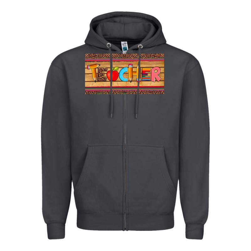 Teacher Pen Apple License Plate Template Zipper Hoodie by Artiststas | Teevron