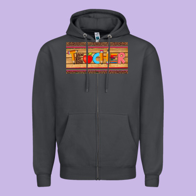Teacher Pen Apple License Plate Template Zipper Hoodie Designed By Artiststas