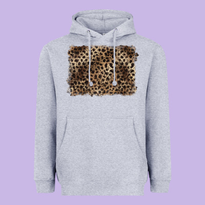 Handdrawn Leopard Pattern Brown Heavyweight Hoodie Designed By Barkaloodesign