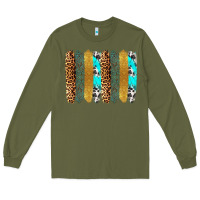 Army Green western brushstrokes Long Sleeve Tee - OliviaCreatesArt