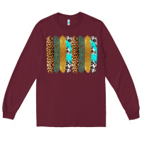 Burgundy western brushstrokes Long Sleeve Tee - OliviaCreatesArt