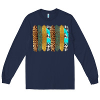 Navy western brushstrokes Long Sleeve Tee - OliviaCreatesArt