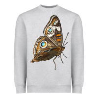 Heather Grey Flying Common Buckeye Butterfly Heavyweight Sweatshirt - LillyAllenDesigns