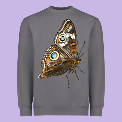 Flying Common Buckeye Butterfly Heavyweight Sweatshirt Designed By Lillyallendesigns