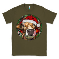 Army Green Hereford Cow Christmas Classic Tee - RanaPortraitStore