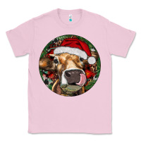 Bubblegum Pink Hereford Cow Christmas Classic Tee - RanaPortraitStore