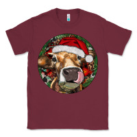Burgundy Hereford Cow Christmas Classic Tee - RanaPortraitStore