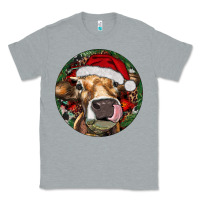 Heather Grey Hereford Cow Christmas Classic Tee - RanaPortraitStore