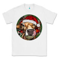White Hereford Cow Christmas Classic Tee - RanaPortraitStore